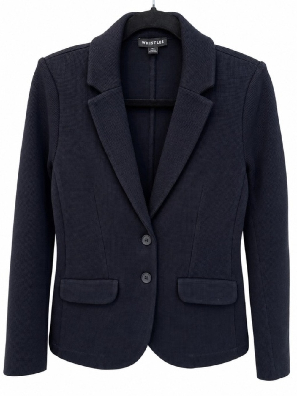Whistles Navy Cotton Knit Blazer Jacket